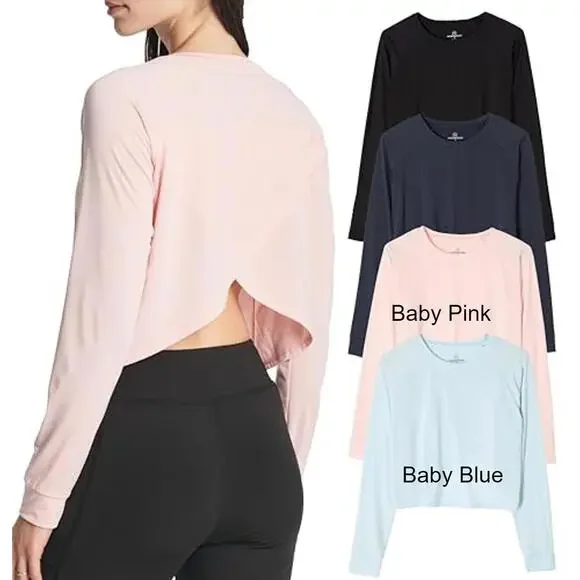3/$25 Mix and Match! WOMEN'S LONG SLEEVE PETAL BACK CROP TOP - Picture 5 of 5